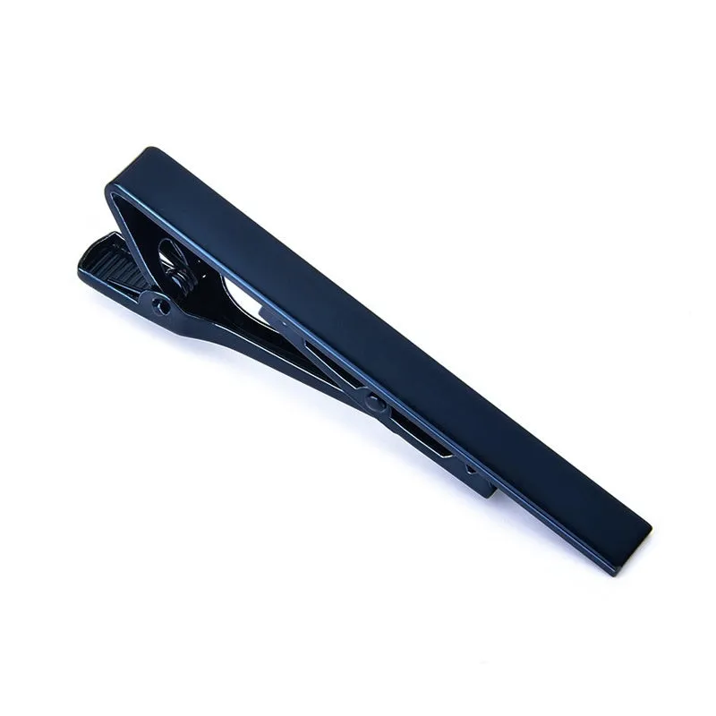 Laser copper electroplated colour tie clip, flat head geometric design, 5.8cm length, silver colour option