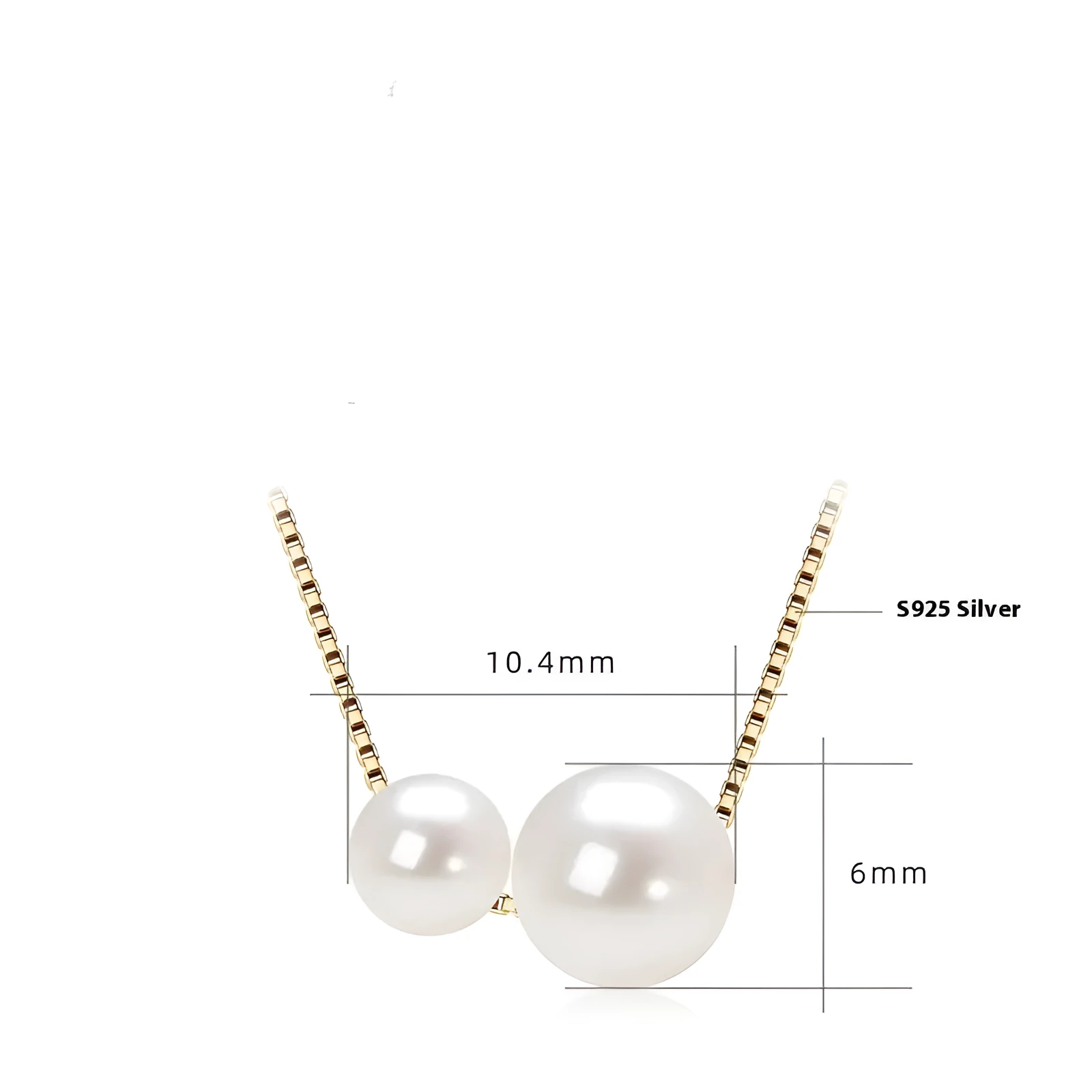 Natural freshwater pearl necklace with S925 sterling silver cross chain and mother pearl shell pendant in geometric design