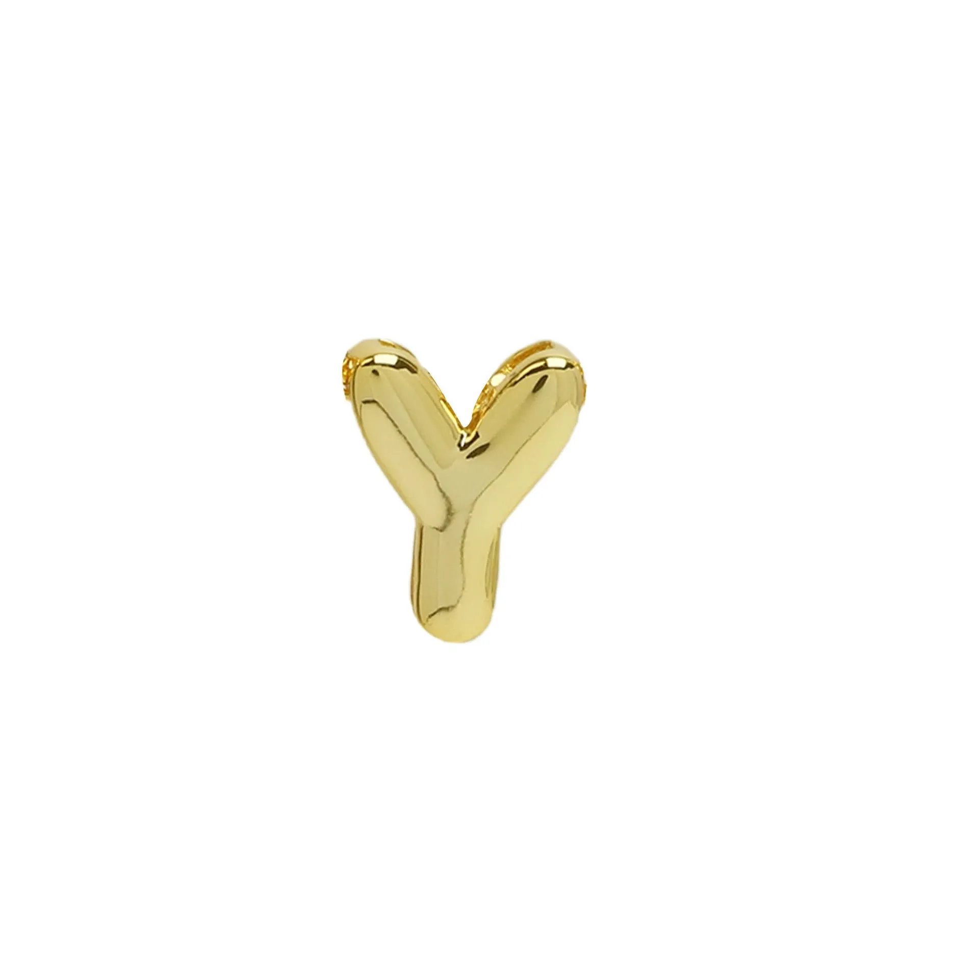 18k electroplated gold DIY letter name bracelet with smooth bubble surface on copper alloy