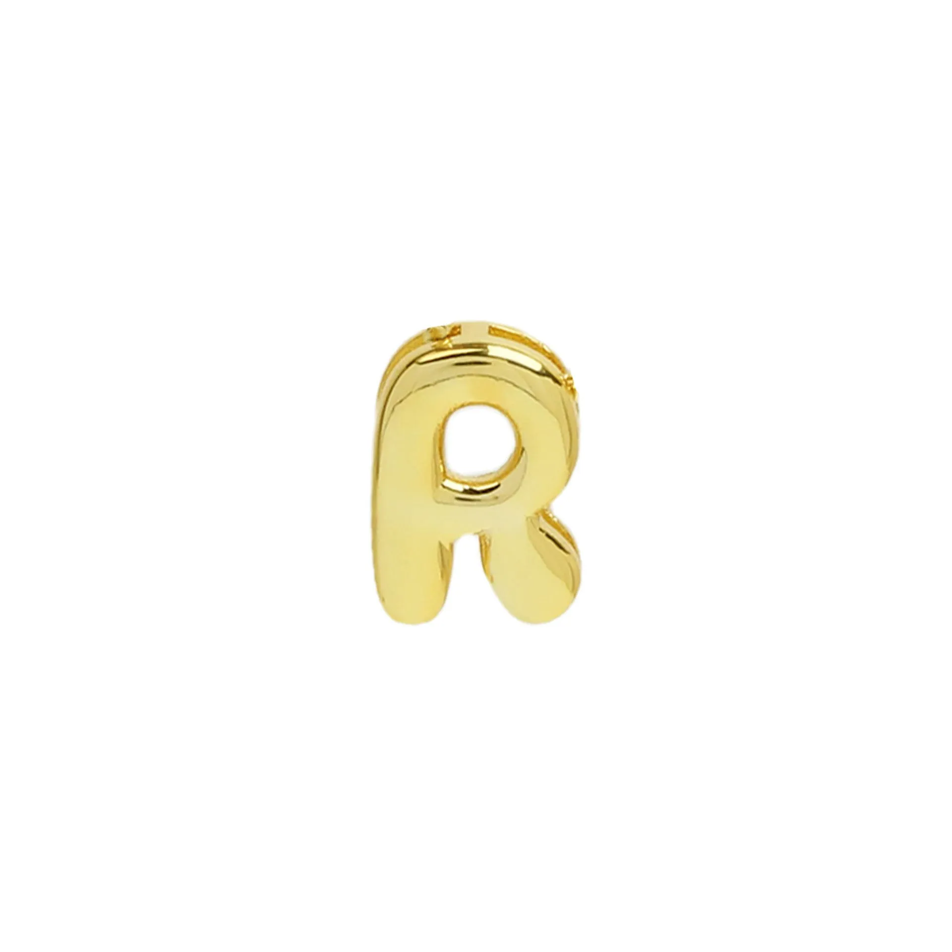18k electroplated gold DIY letter name bracelet with smooth bubble surface on copper alloy