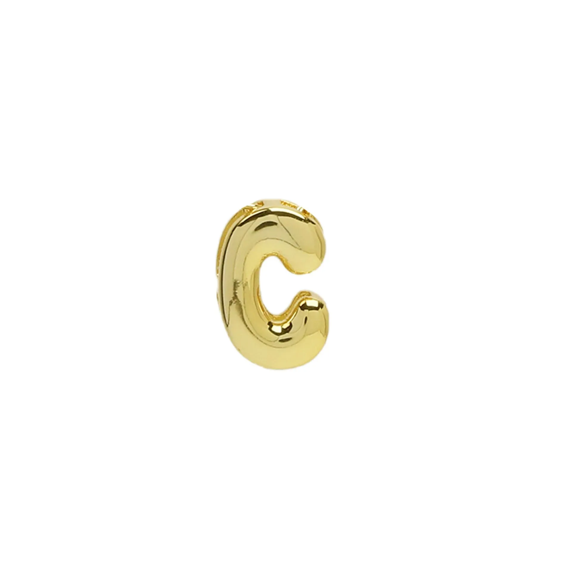 18k electroplated gold DIY letter name bracelet with smooth bubble surface on copper alloy