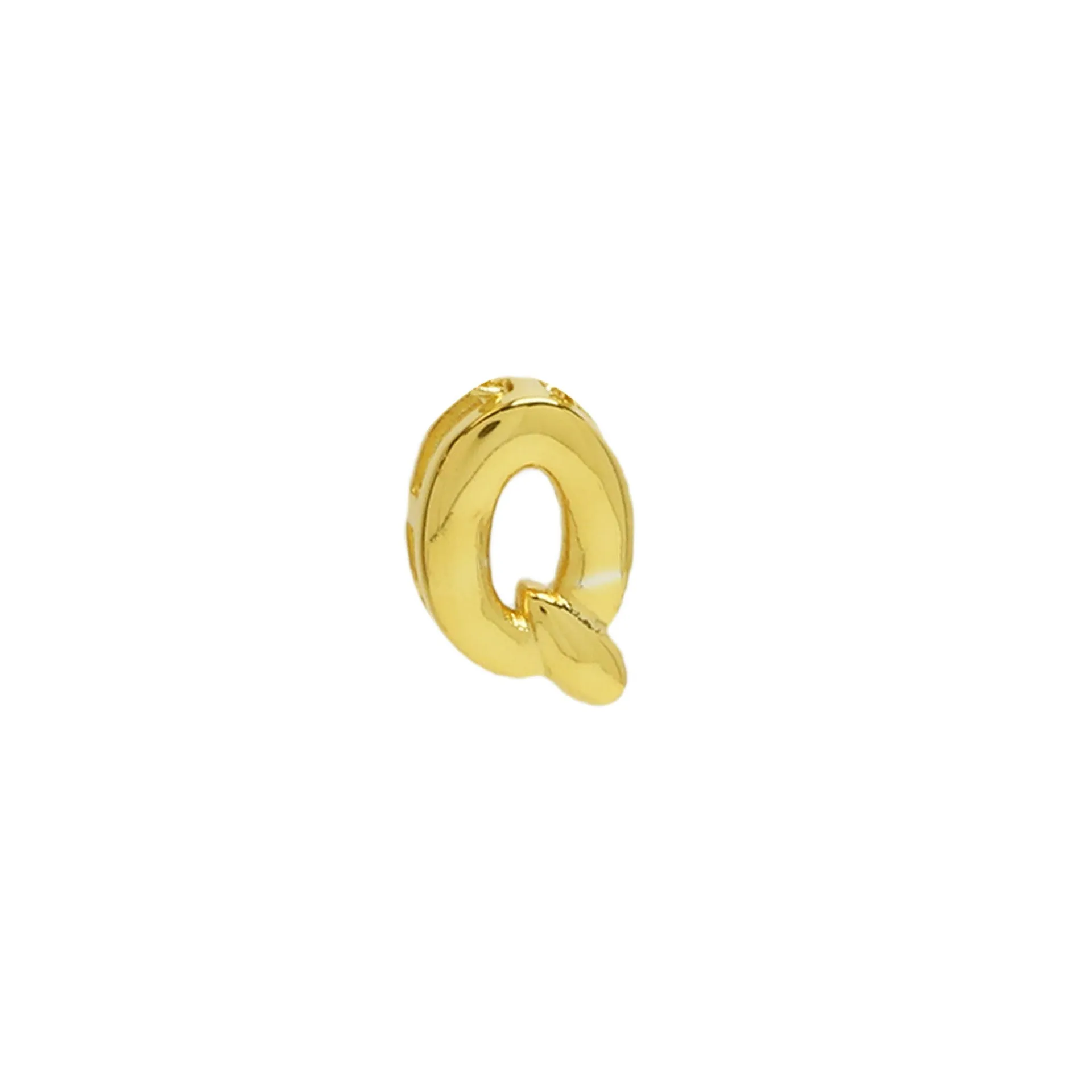 18k electroplated gold DIY letter name bracelet with smooth bubble surface on copper alloy