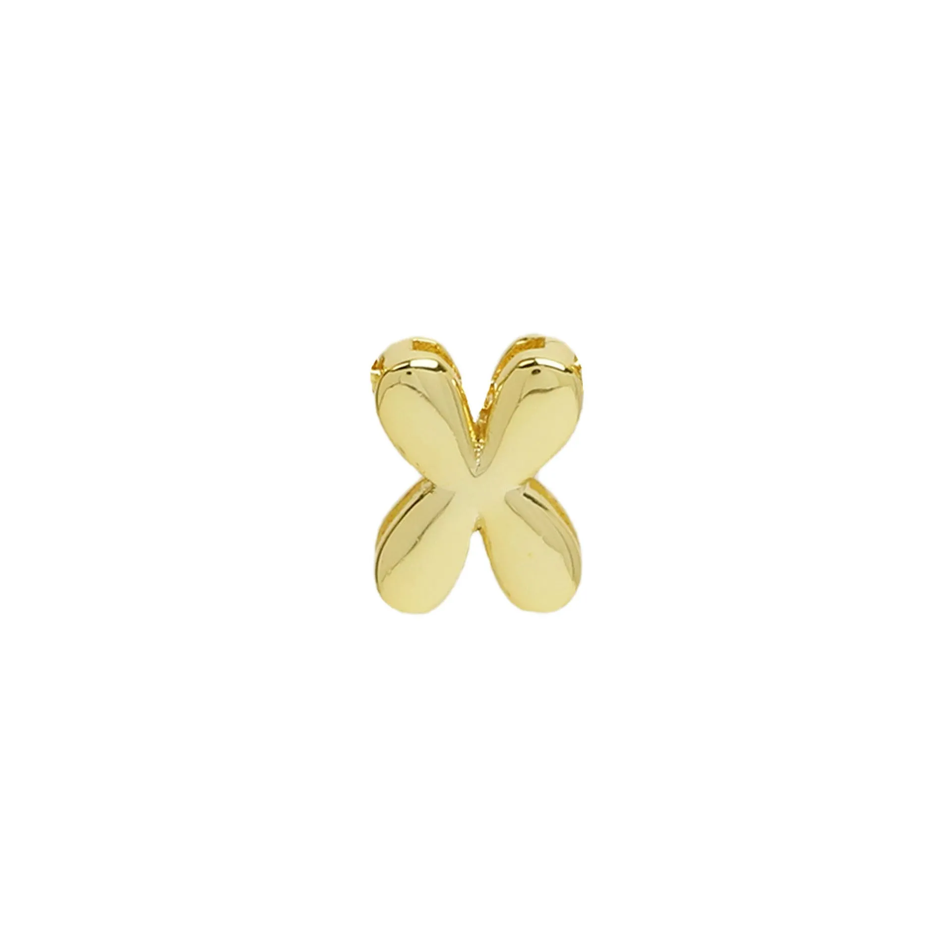 18k electroplated gold DIY letter name bracelet with smooth bubble surface on copper alloy