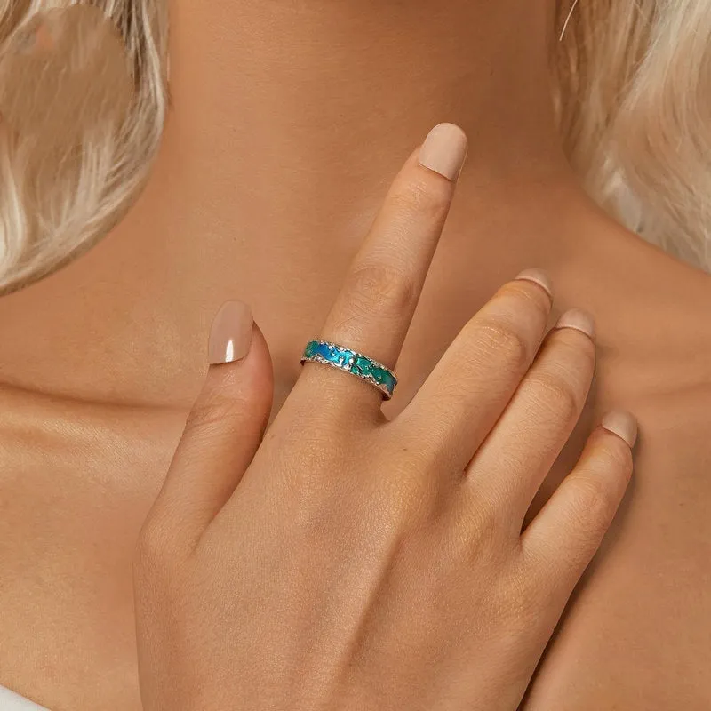 Aurora Star open adjustable ring in sterling silver with star cartoon motif, colour SCR1021-E, for women