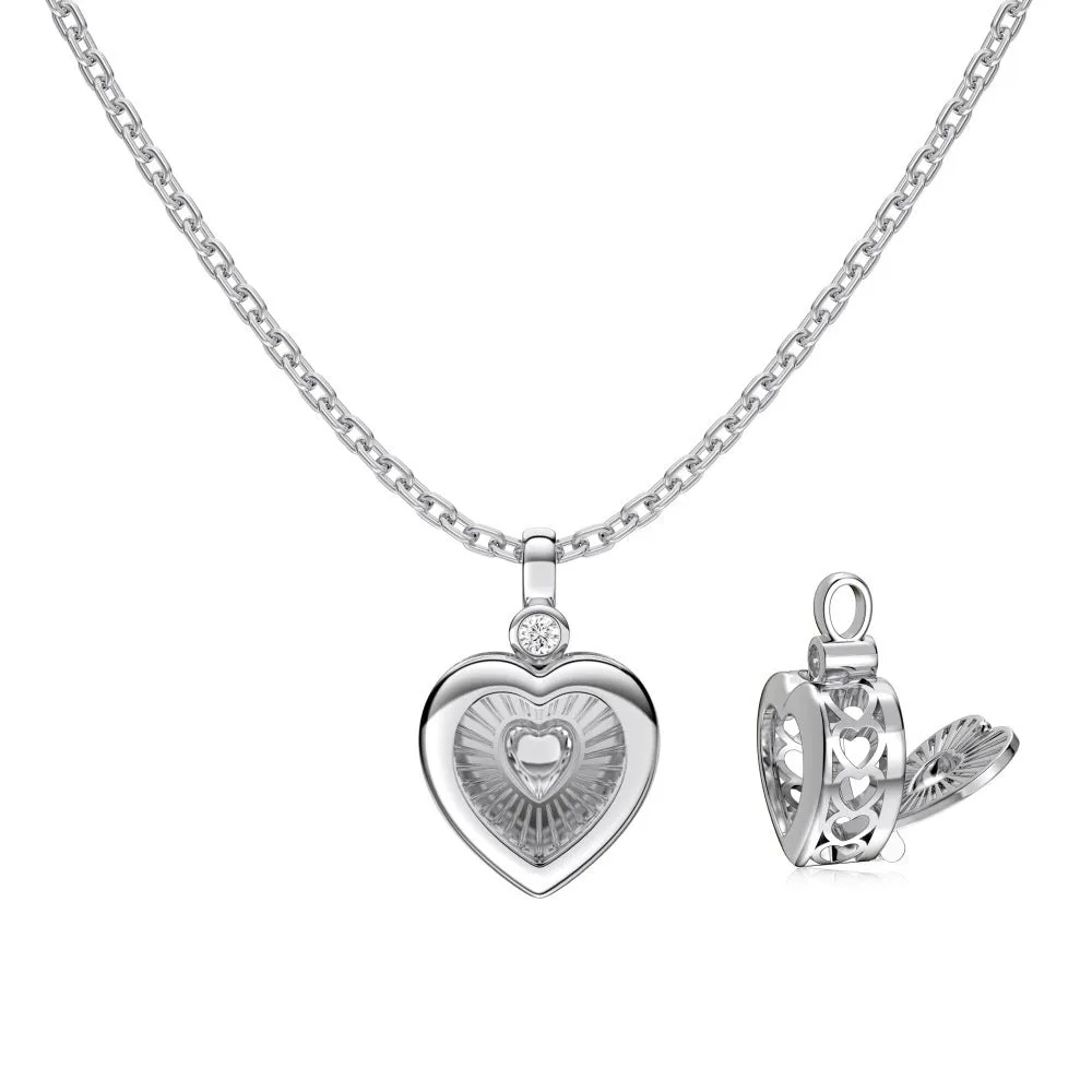 925 sterling silver heart-shaped hollow necklace with high carbon diamond ice flower cut zircon pendant on O-shaped chain
