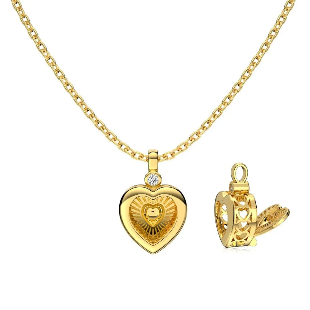 925 sterling silver heart-shaped hollow necklace with high carbon diamond ice flower cut zircon pendant on O-shaped chain