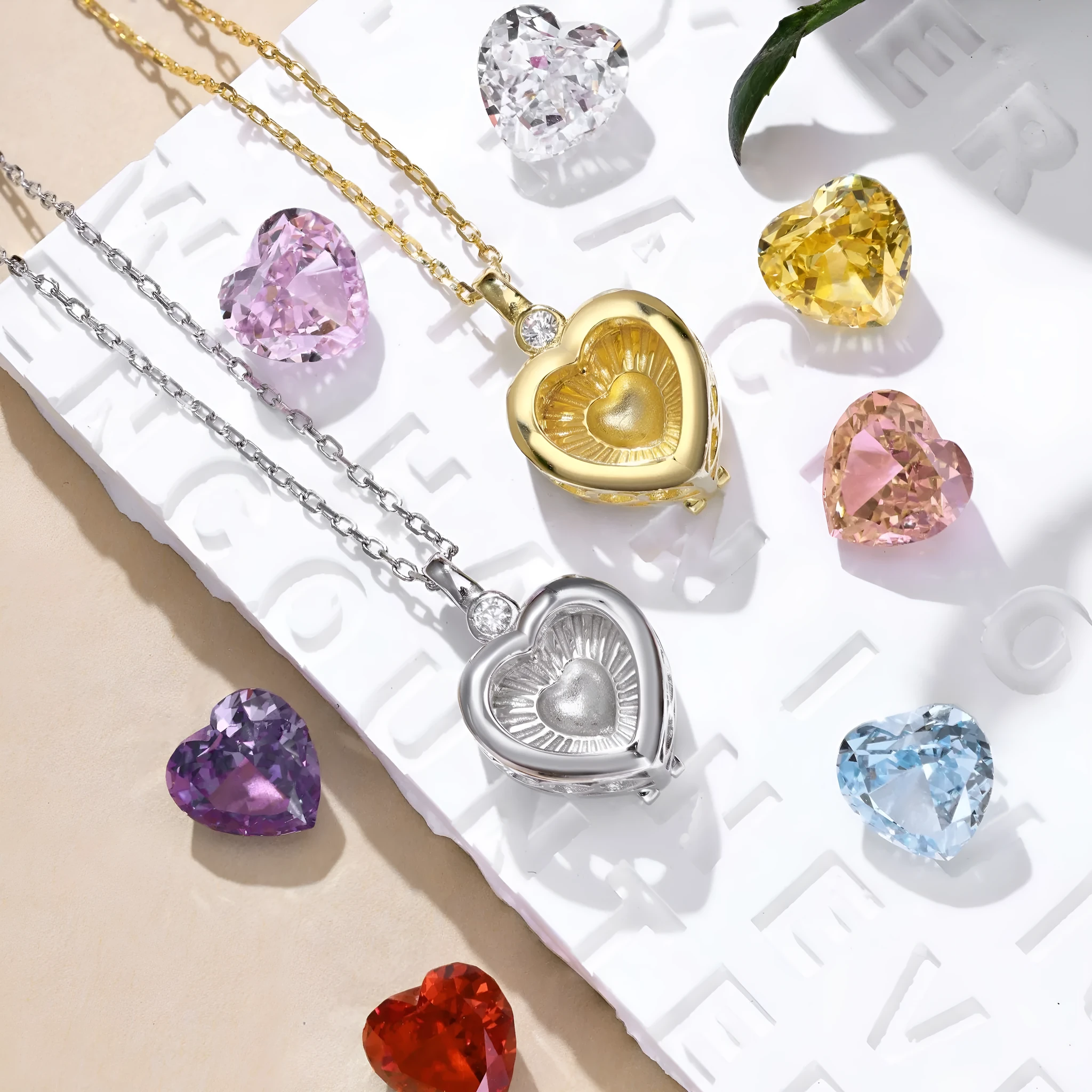925 sterling silver heart-shaped hollow necklace with high carbon diamond ice flower cut zircon pendant on O-shaped chain