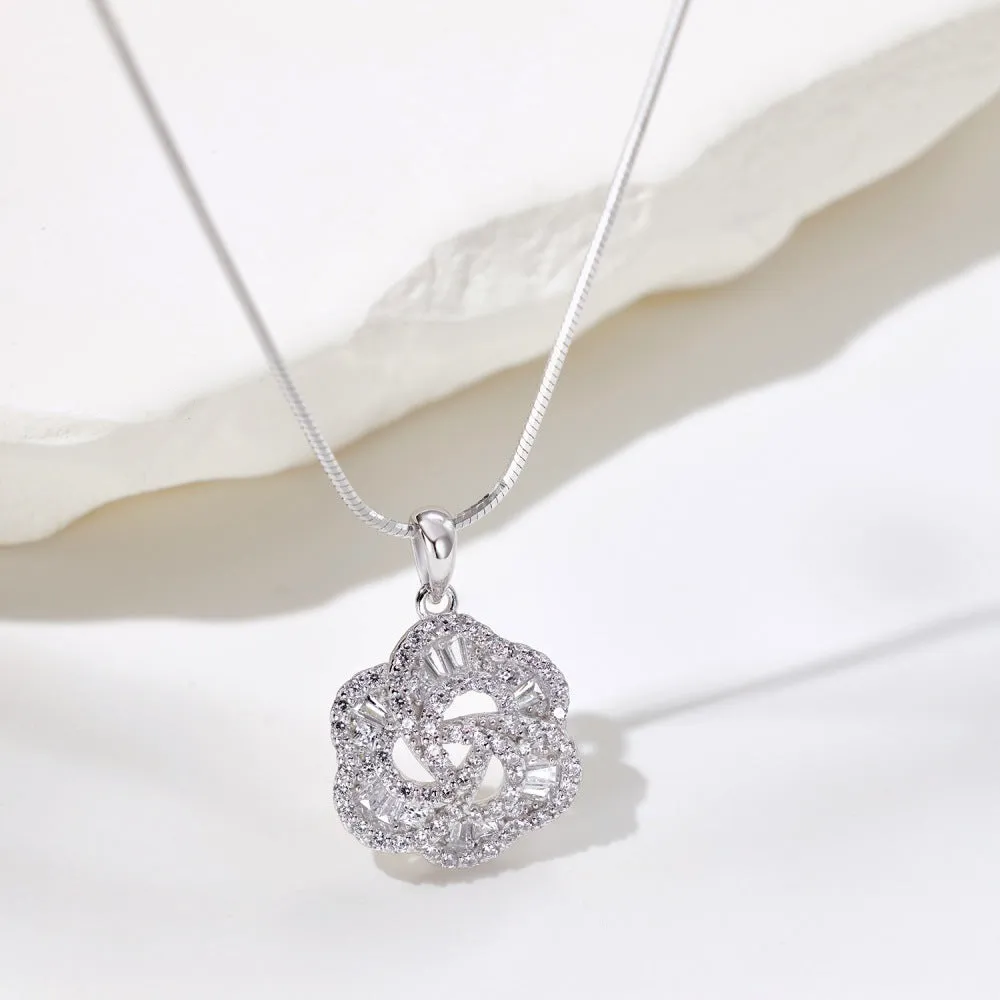 925 silver rose pendant necklace electroplated finish for women