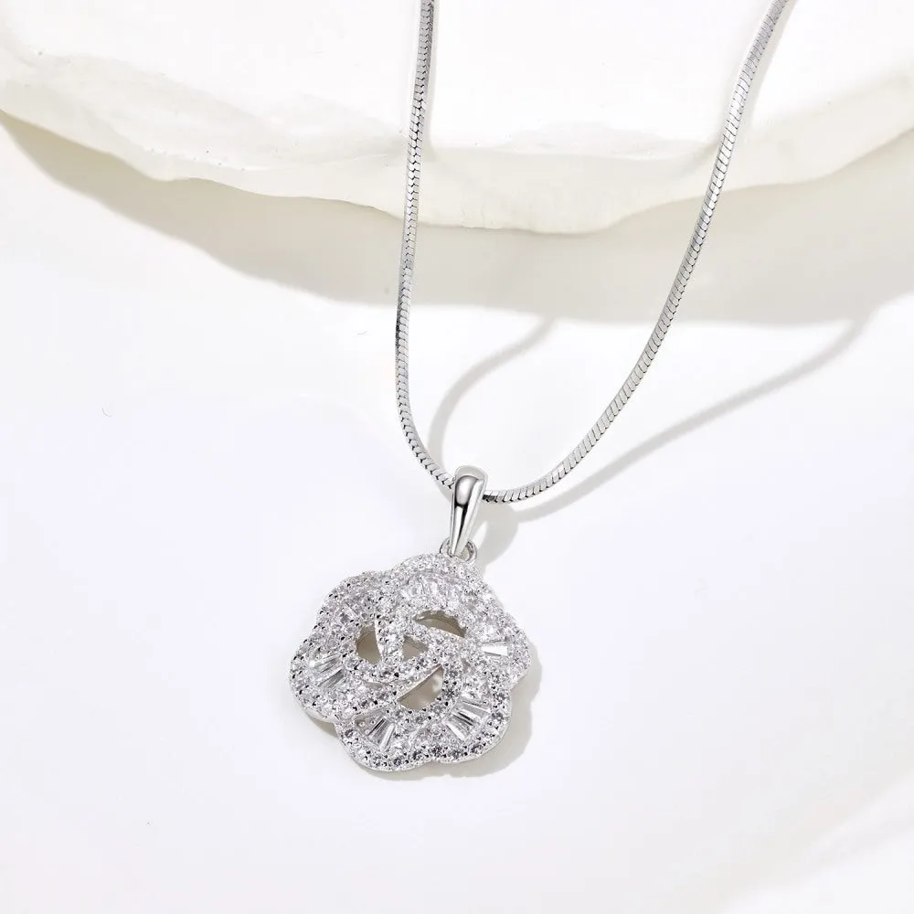 925 silver rose pendant necklace electroplated finish for women