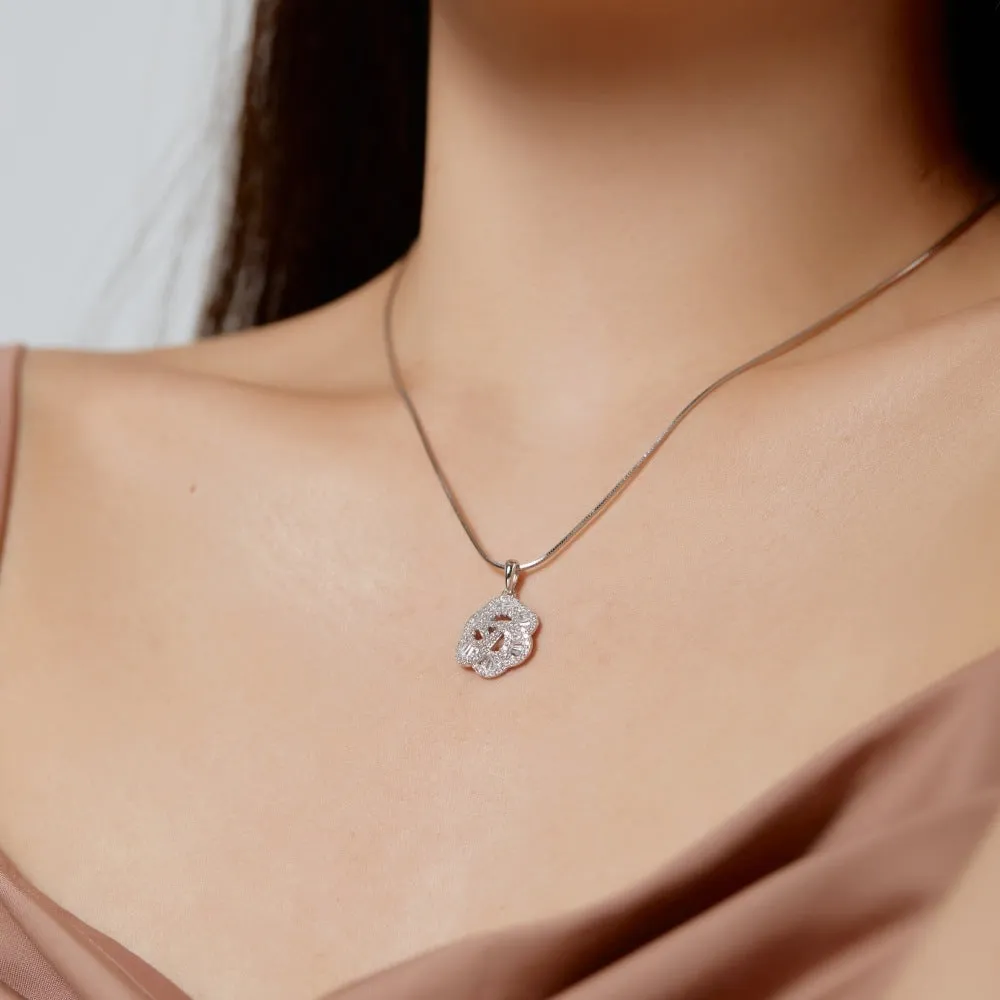 925 silver rose pendant necklace electroplated finish for women