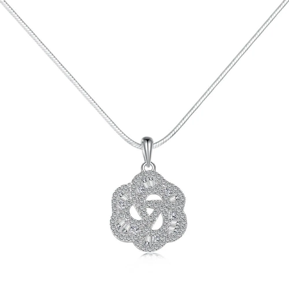 925 silver rose pendant necklace electroplated finish for women