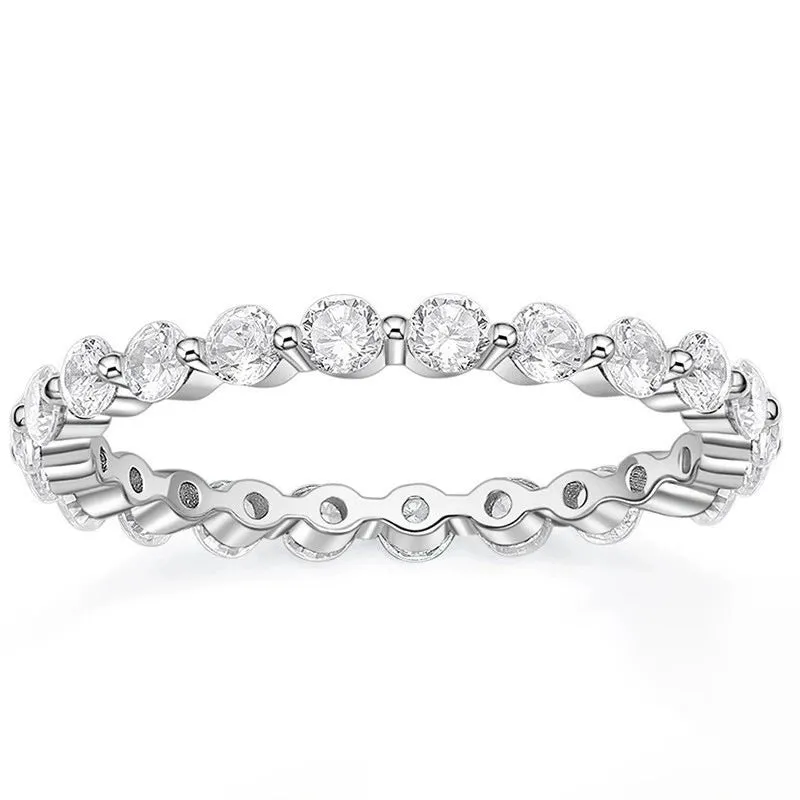 Cubic women's simple stacked ring in silver with geometric shape and electroplated finish on white background