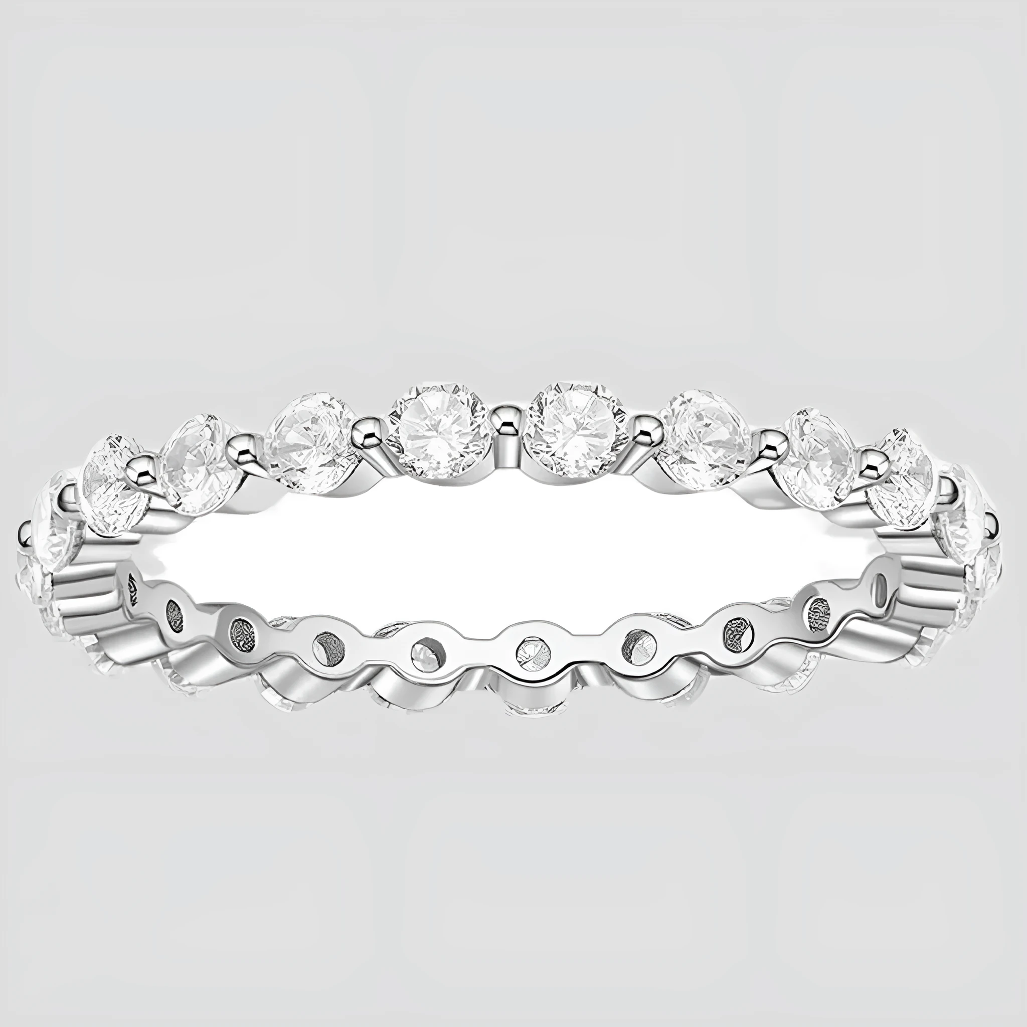 Cubic women's simple stacked ring in silver with geometric shape and electroplated finish on white background