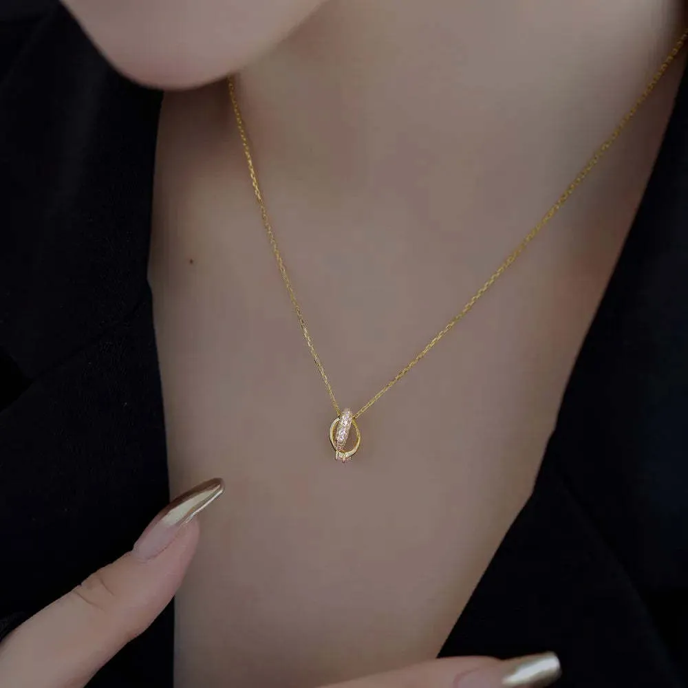 S925 sterling silver light luxury clavicle chain cross pendant white gold colour women's necklace