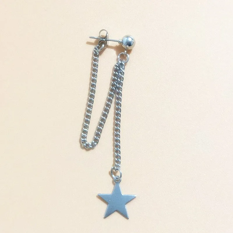 Geometric alloy stud earring in star shape, unisex single piece, ins style