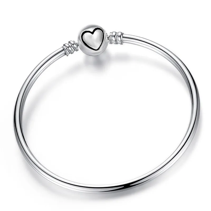 Silver plated heart shaped zircon bracelet with electroplated finish, 17cm length, Love Mark colour option