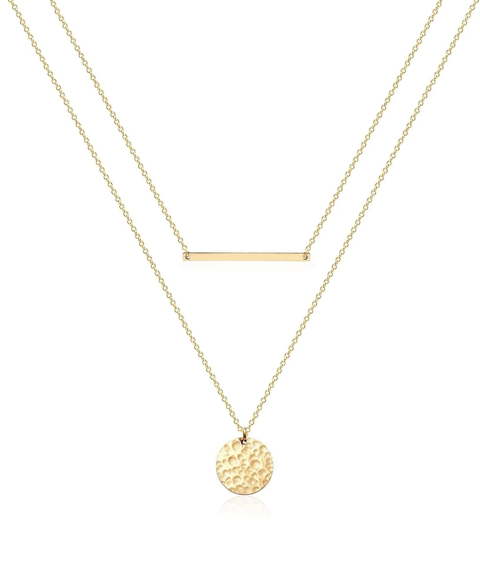 Women's multilayer geometric fashion necklace copper electroplated original design U-shaped pendant 19 colour styles adjustable chain