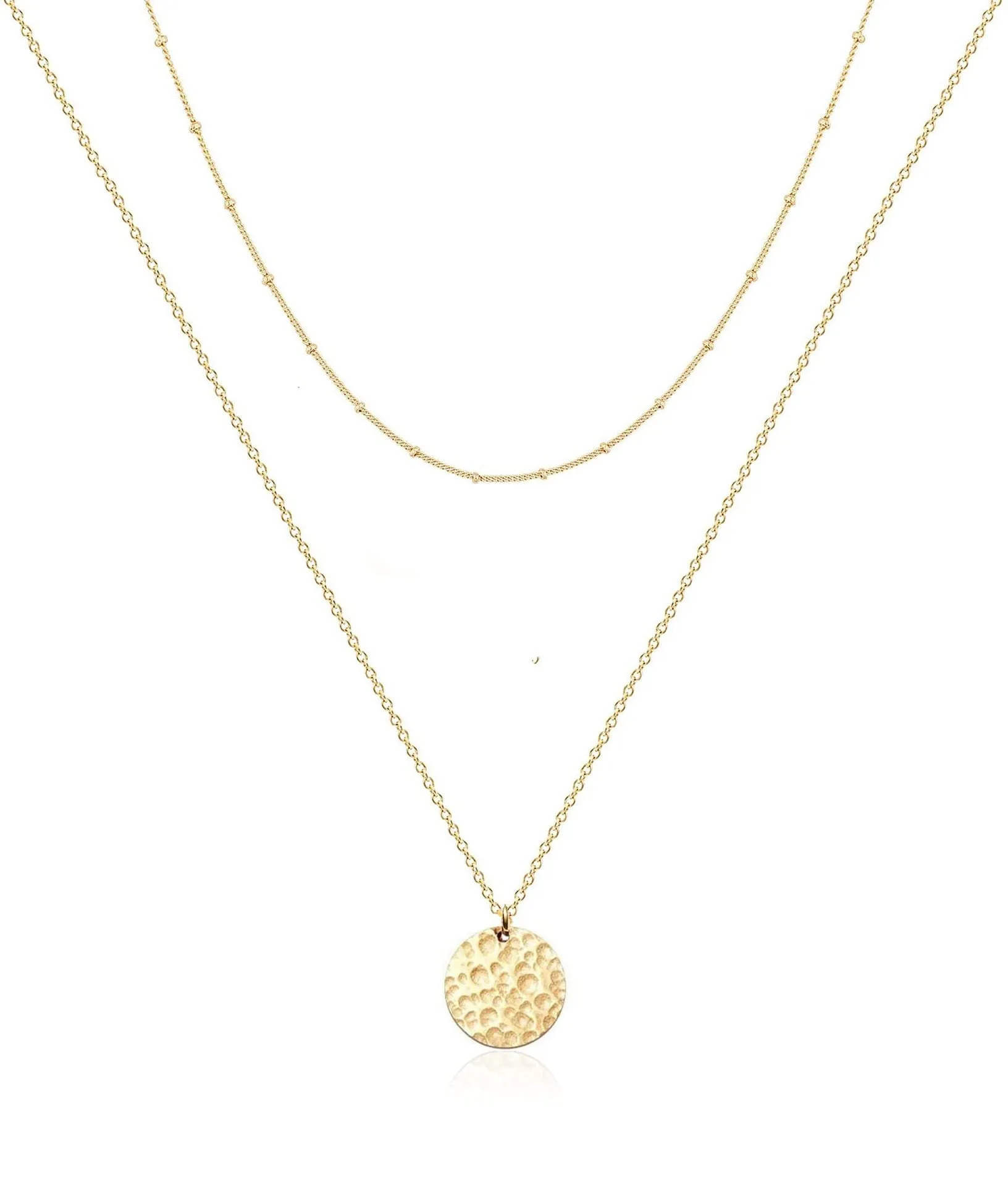 Women's multilayer geometric fashion necklace copper electroplated original design U-shaped pendant 19 colour styles adjustable chain