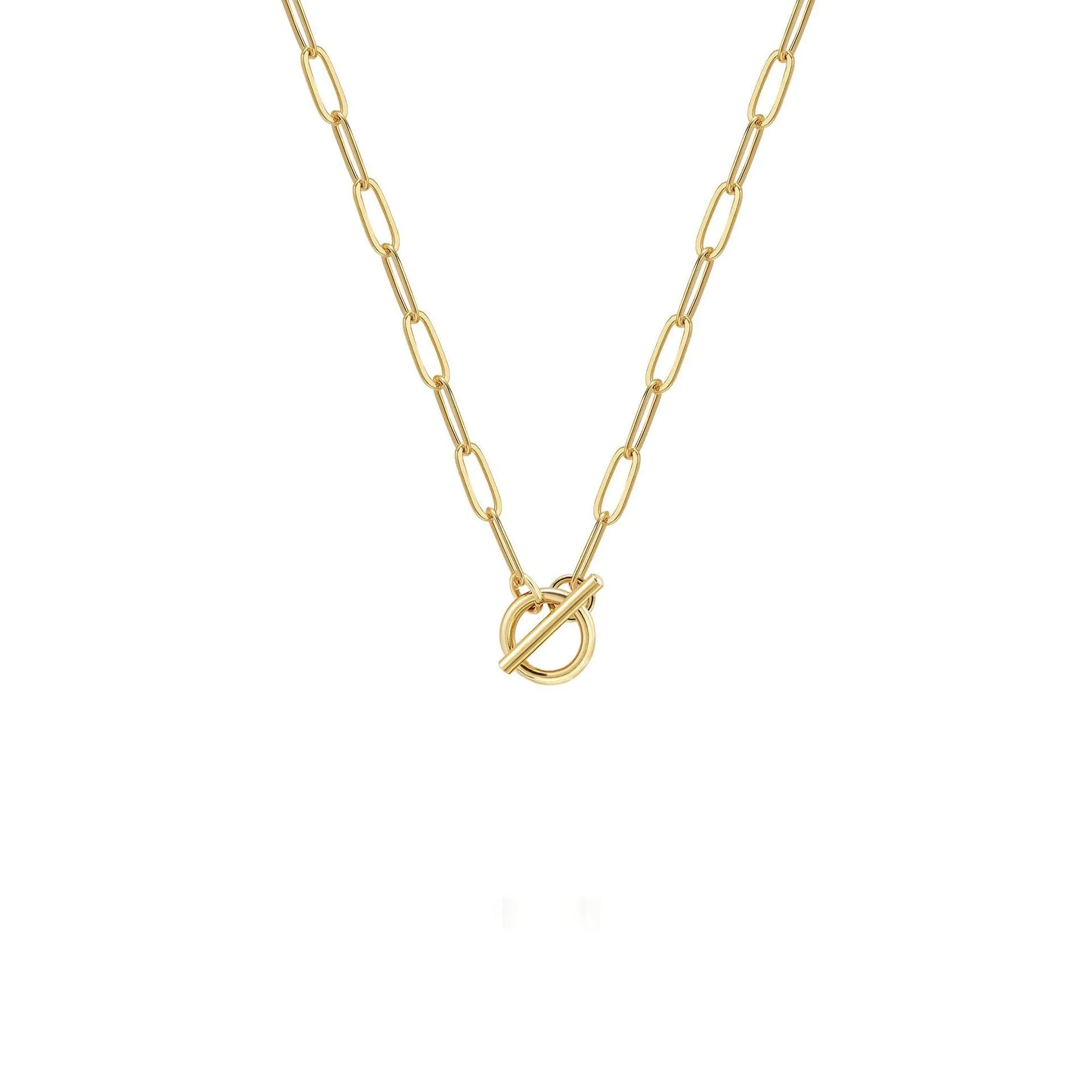 Women's multilayer geometric fashion necklace copper electroplated original design U-shaped pendant 19 colour styles adjustable chain