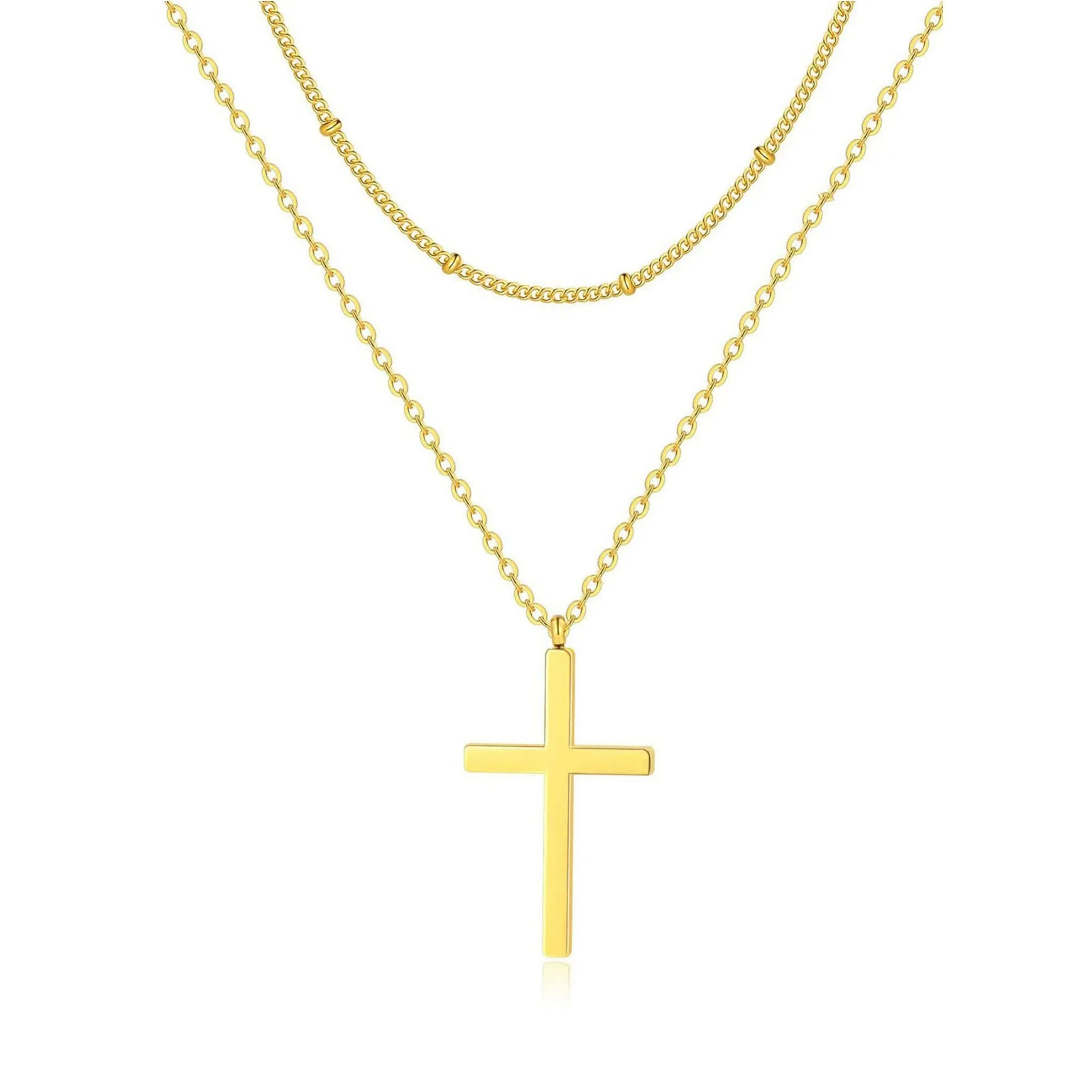 Women's multilayer geometric fashion necklace copper electroplated original design U-shaped pendant 19 colour styles adjustable chain