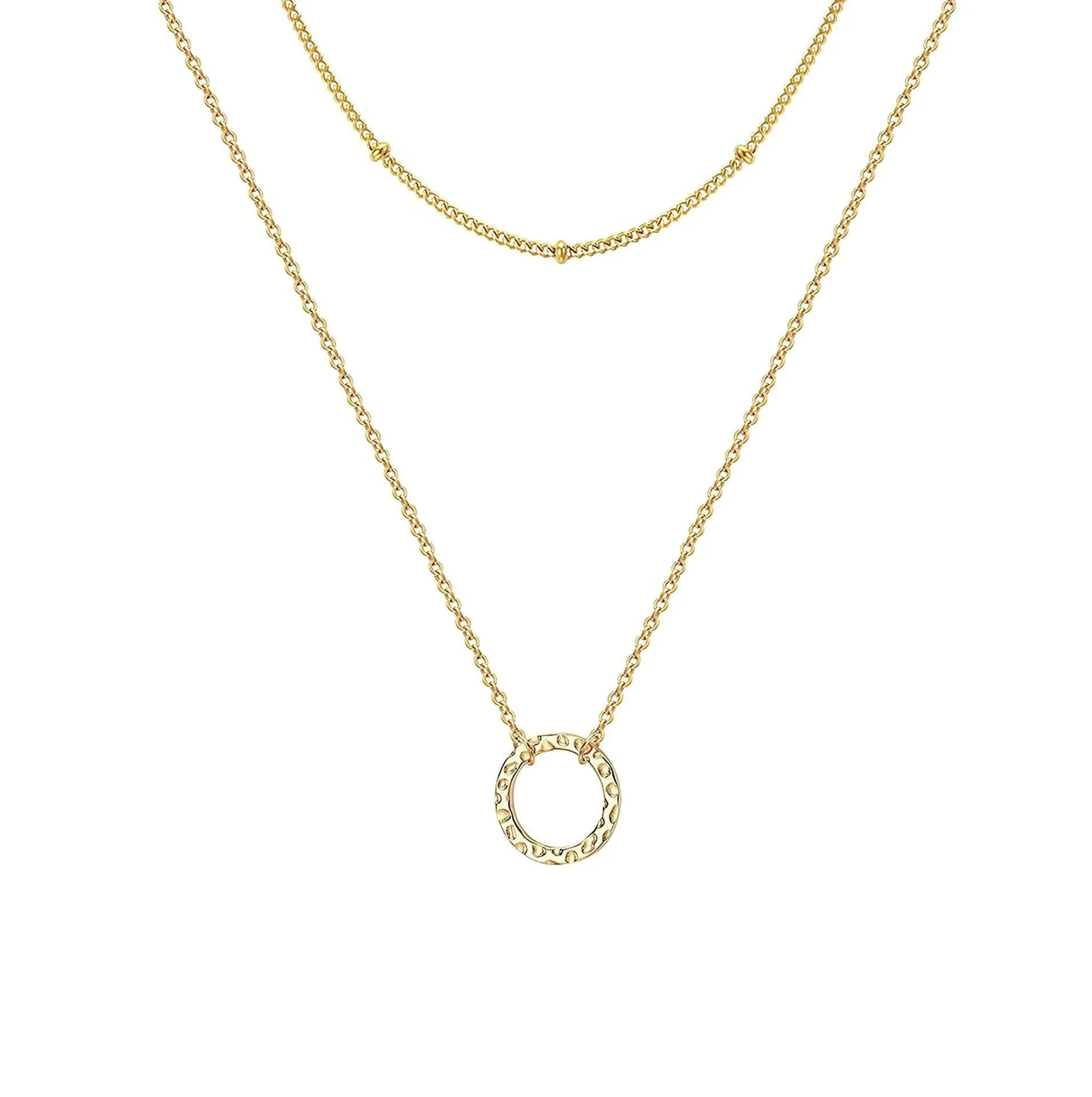 Women's multilayer geometric fashion necklace copper electroplated original design U-shaped pendant 19 colour styles adjustable chain