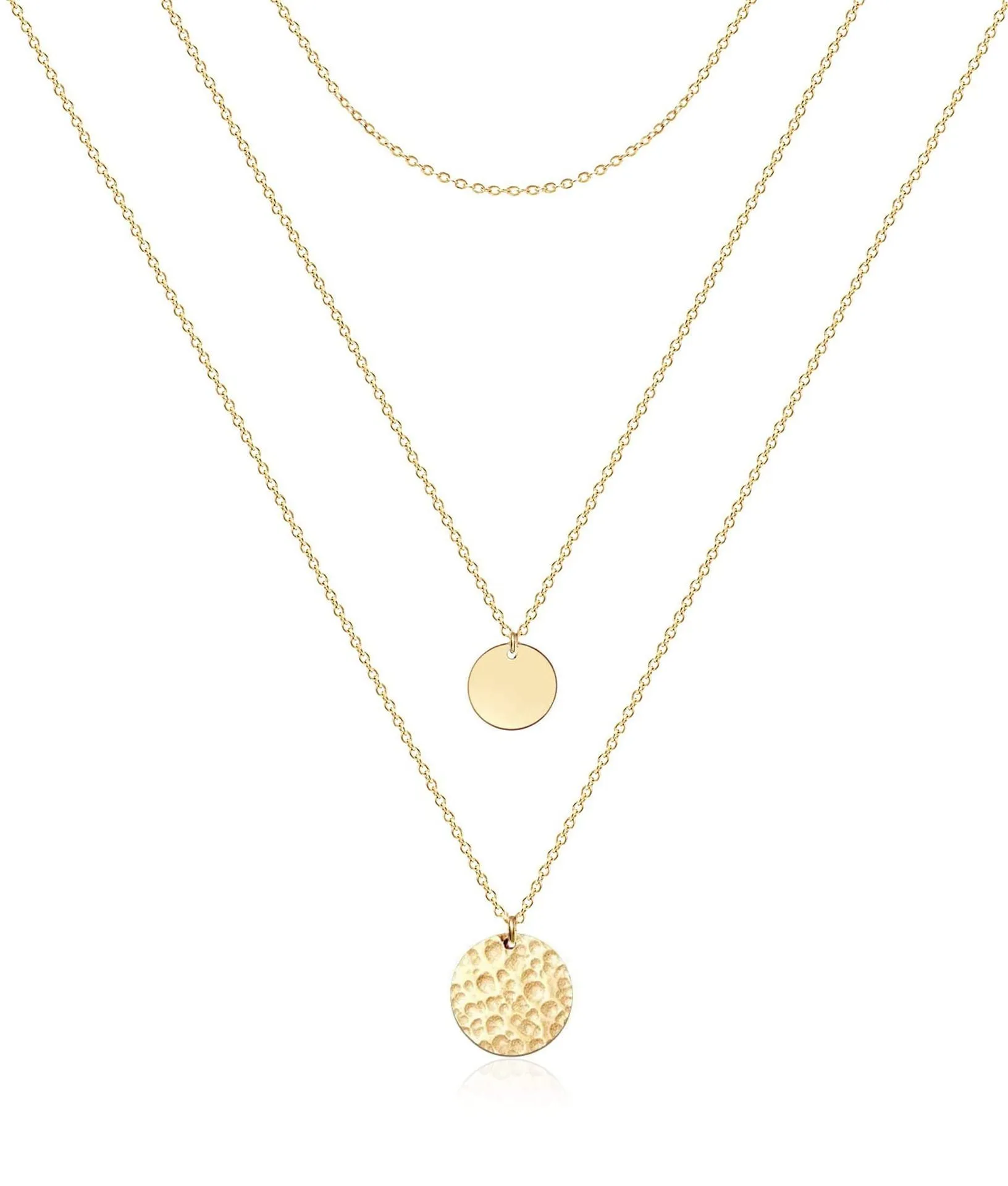 Women's multilayer geometric fashion necklace copper electroplated original design U-shaped pendant 19 colour styles adjustable chain
