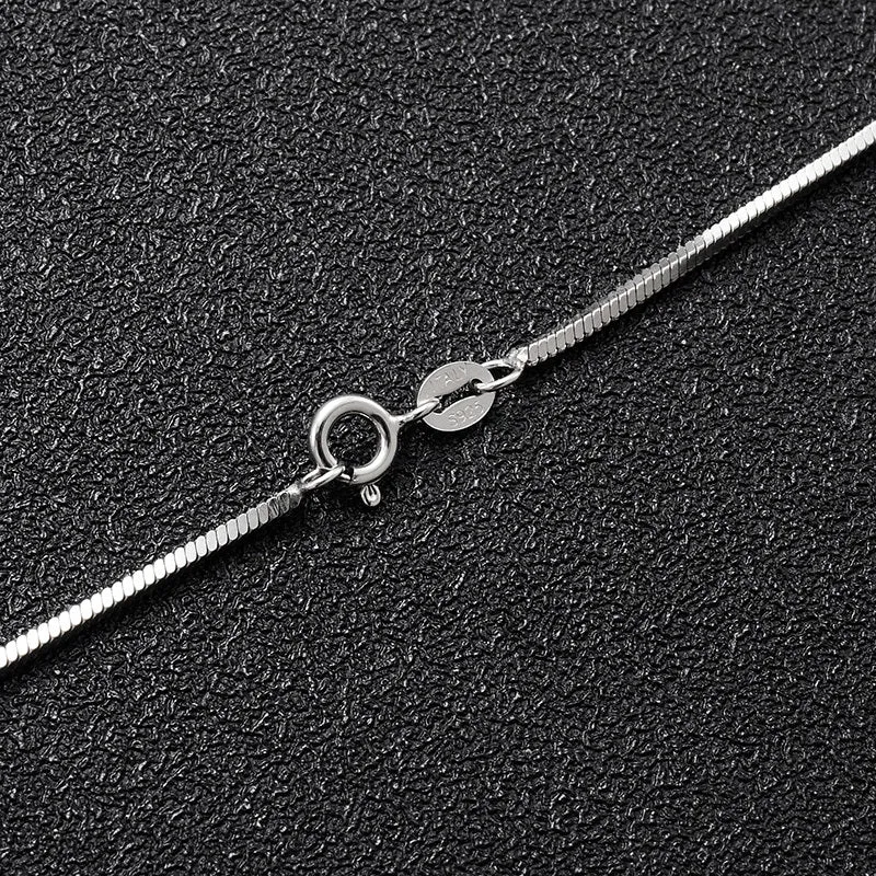 S925 sterling silver plated platinum necklace with fine snake bone chain, unisex 1.5mm width, silver colour