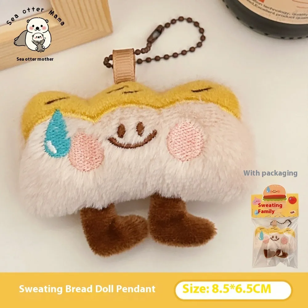 Soft wool plush key chain pendant 18x14cm showing cartoon puppy pattern in colour Style 1, half-handmade finish