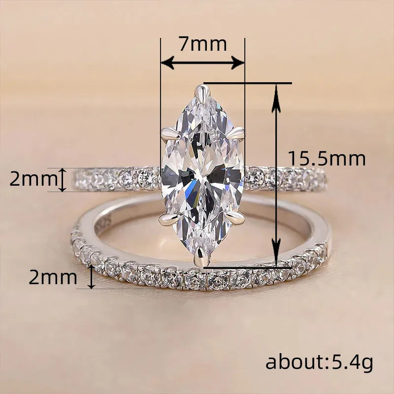 Fashion shiny couple rings for women with geometric zircon inlay copper white gold colour sizes No 6 to No 10