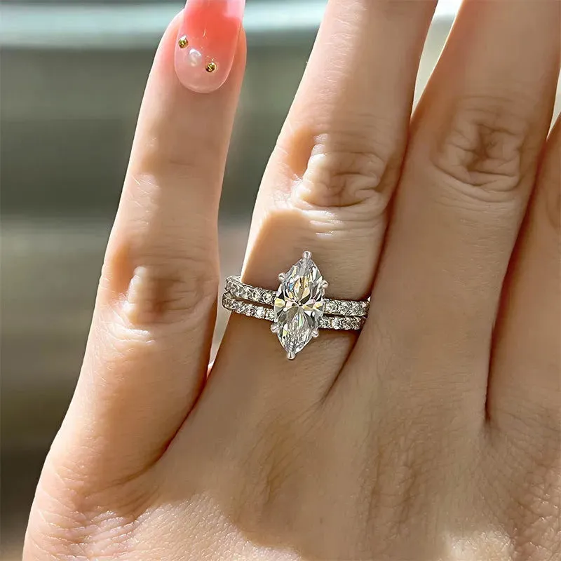 Fashion shiny couple rings for women with geometric zircon inlay copper white gold colour sizes No 6 to No 10