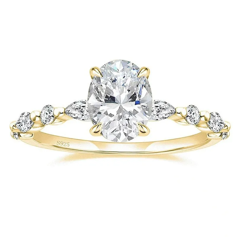 Silver geometric zircon ring on white background, available in gold and rose gold finishes