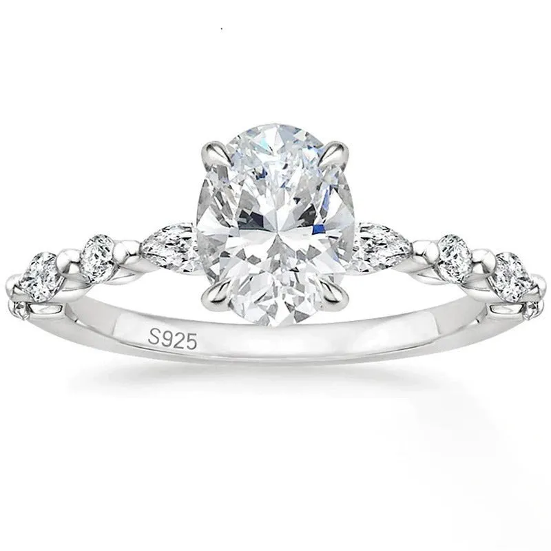 Silver geometric zircon ring on white background, available in gold and rose gold finishes