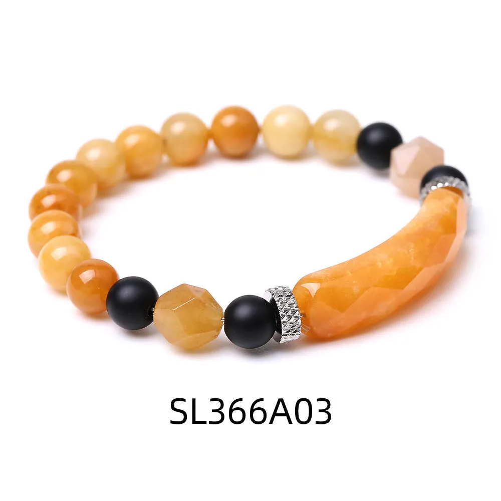 Handmade diamond-shaped cut agate geometric bracelet with fan elements