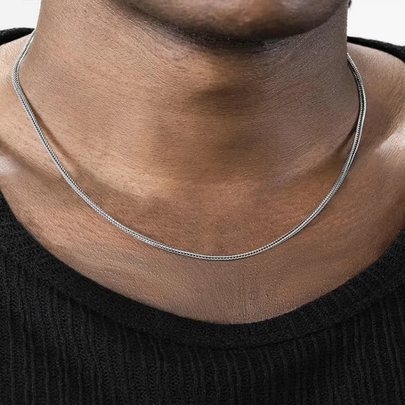Men's 925 sterling silver distressed dragon bone necklace on 45cm chain, silver colour