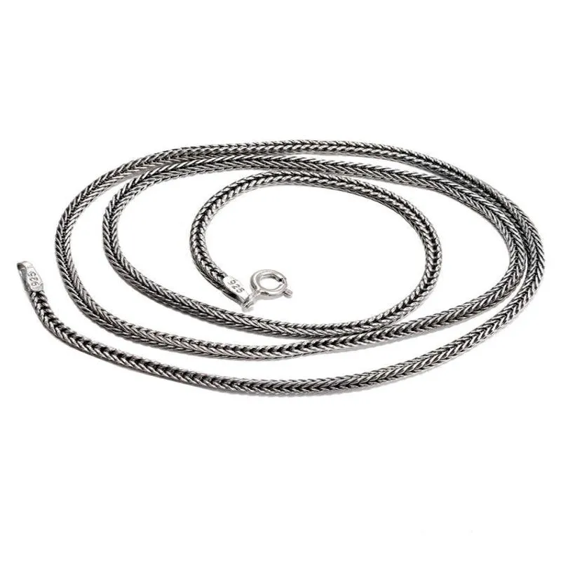 Men's 925 sterling silver distressed dragon bone necklace on 45cm chain, silver colour