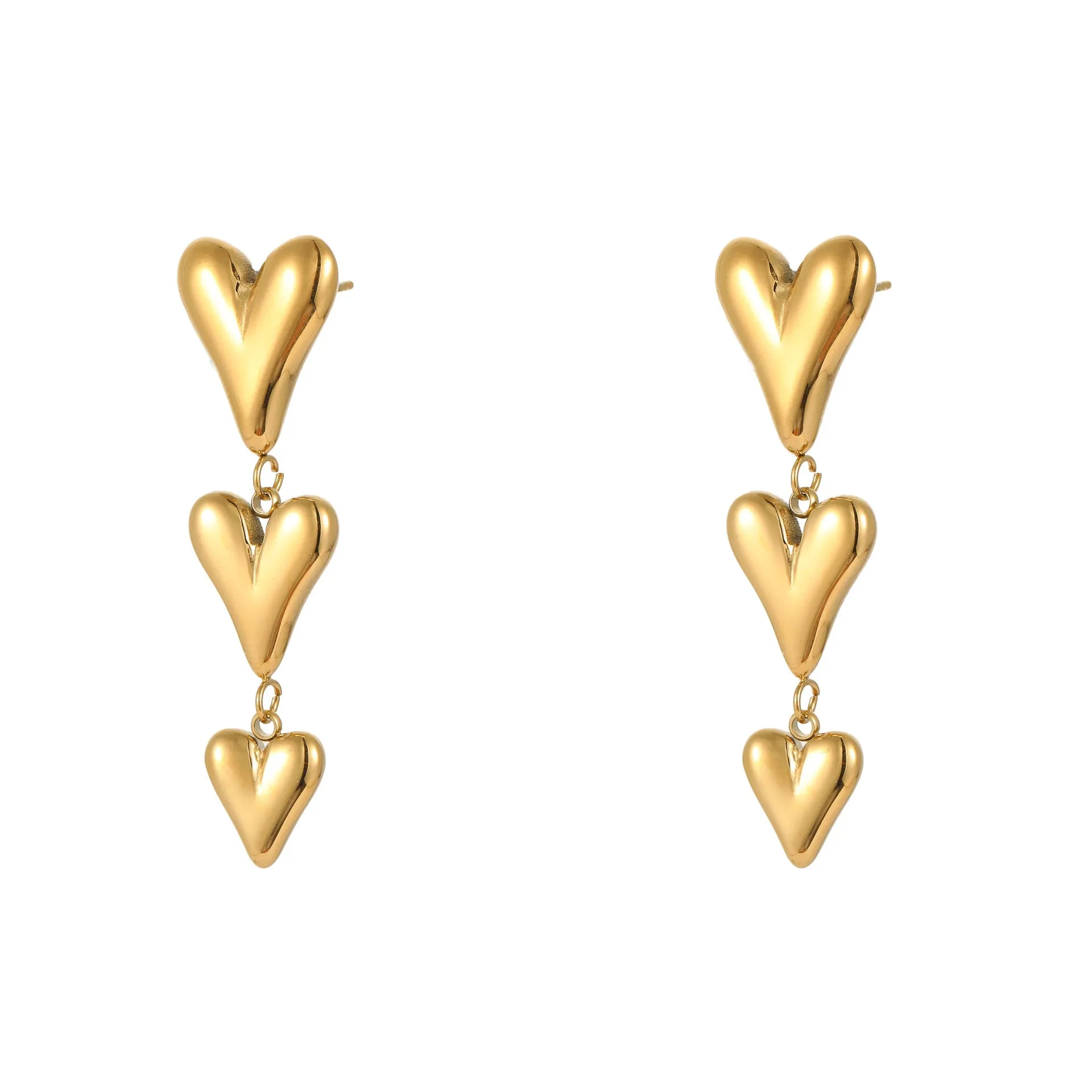 Women's 18K electroplated stainless steel heart-shaped drop earrings in colour NMSE-G438-5