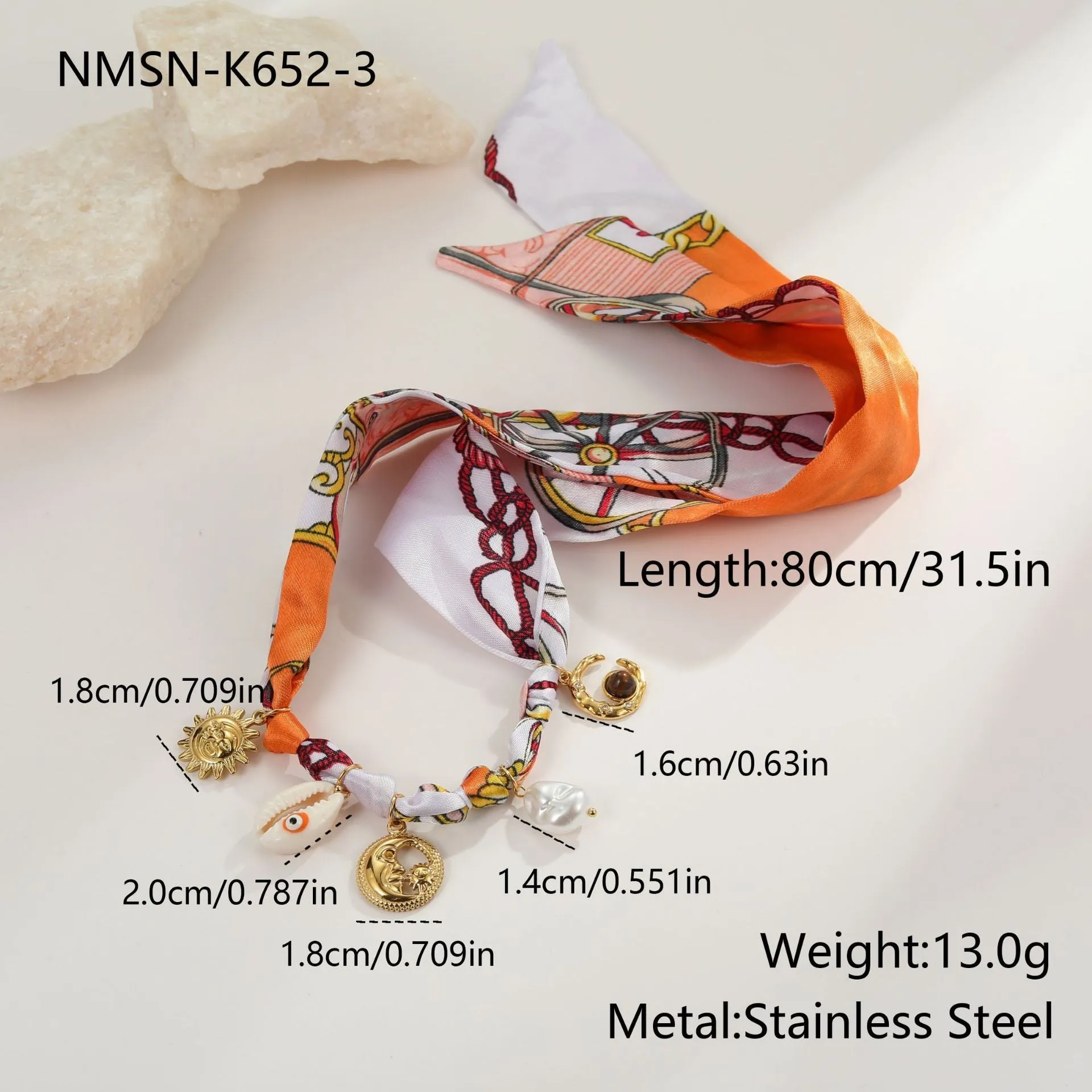 Gold tone 18K electroplated stainless steel necklace with regular chain on white background