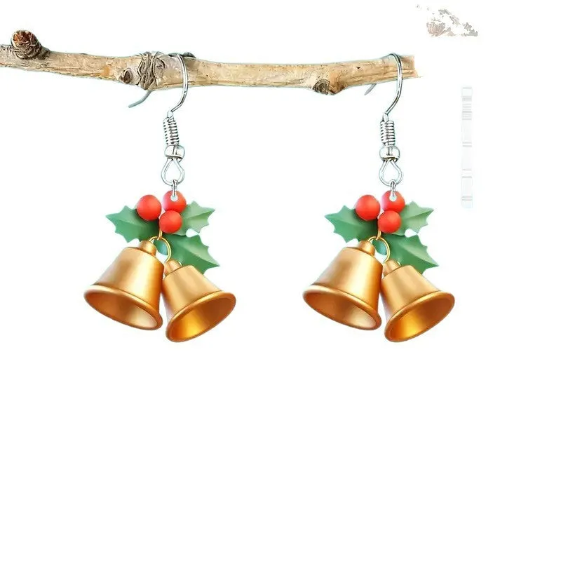 New Christmas tree bell casual earrings in acrylic geometric shape for unisex festive wear