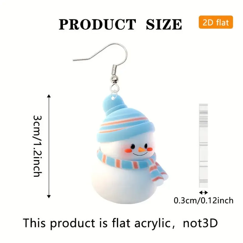 Cute cartoon Christmas snowman earrings handmade acrylic studs festive jewellery for women