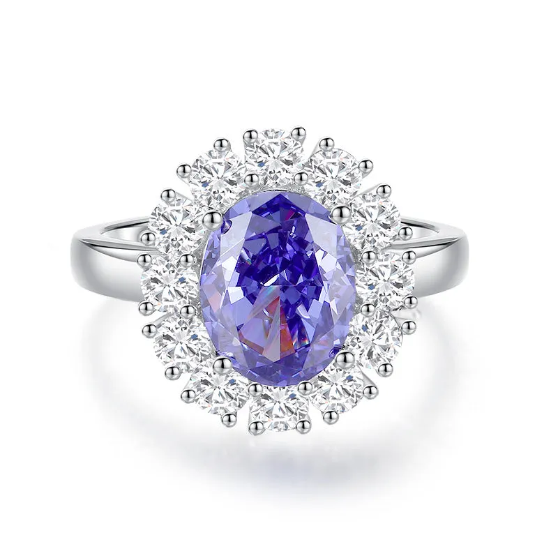 Sterling silver heart-shaped ring with a faceted colour zircon stone in a Tan Sang tone.