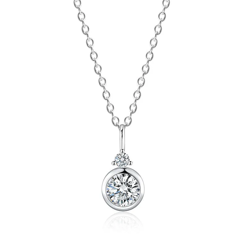 S925 sterling silver round diamond bubble heart pendant necklace on adjustable 41-50cm chain in white gold colour