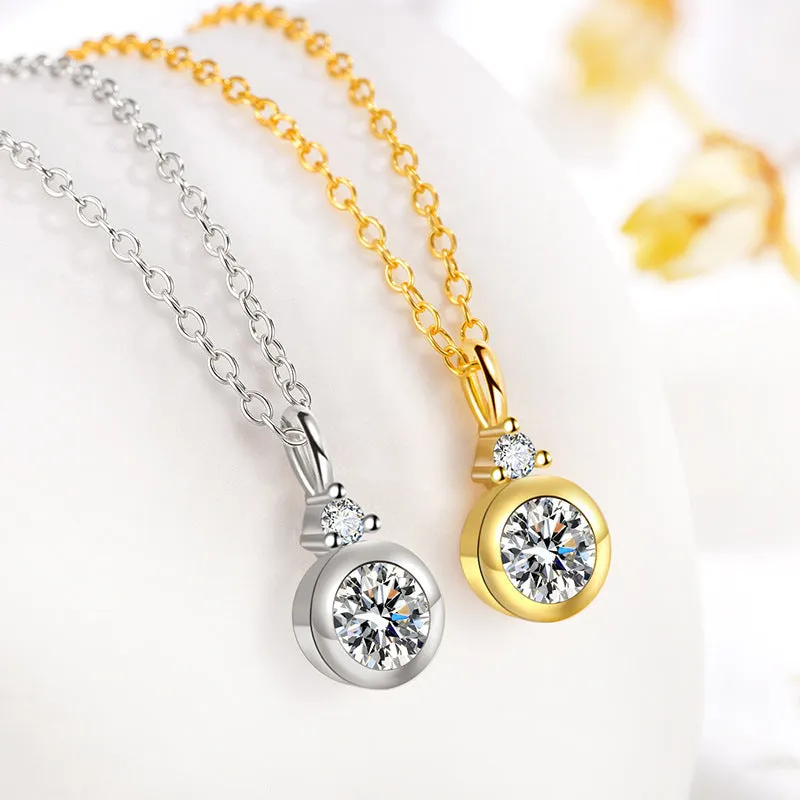 S925 sterling silver round diamond bubble heart pendant necklace on adjustable 41-50cm chain in white gold colour