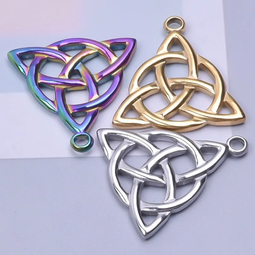 Stainless steel wave-shaped pendant necklace with Eight Awn star motif, electroplated steel colour finish