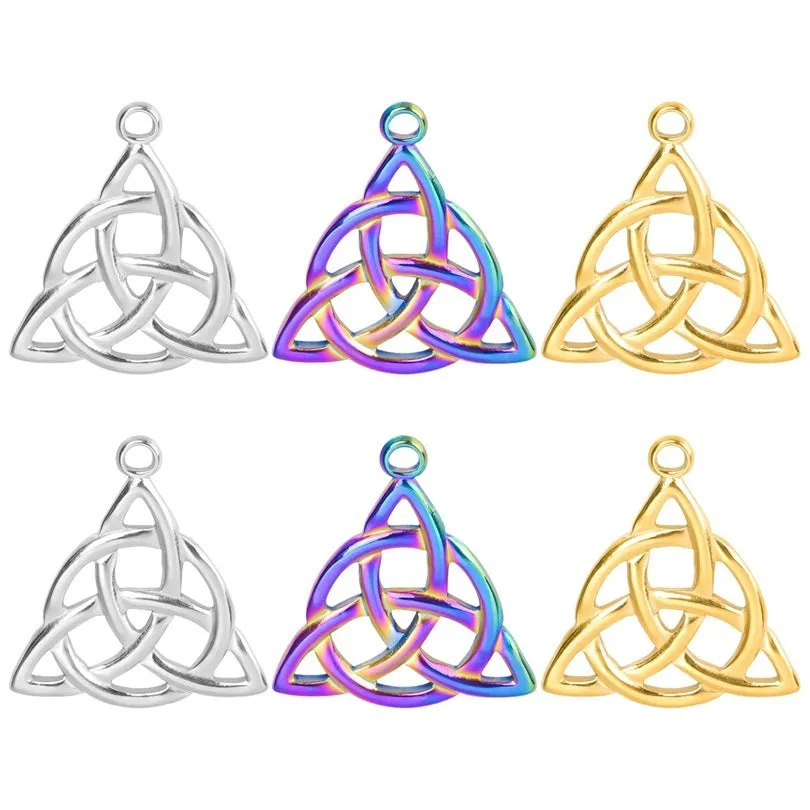 Stainless steel wave-shaped pendant necklace with Eight Awn star motif, electroplated steel colour finish