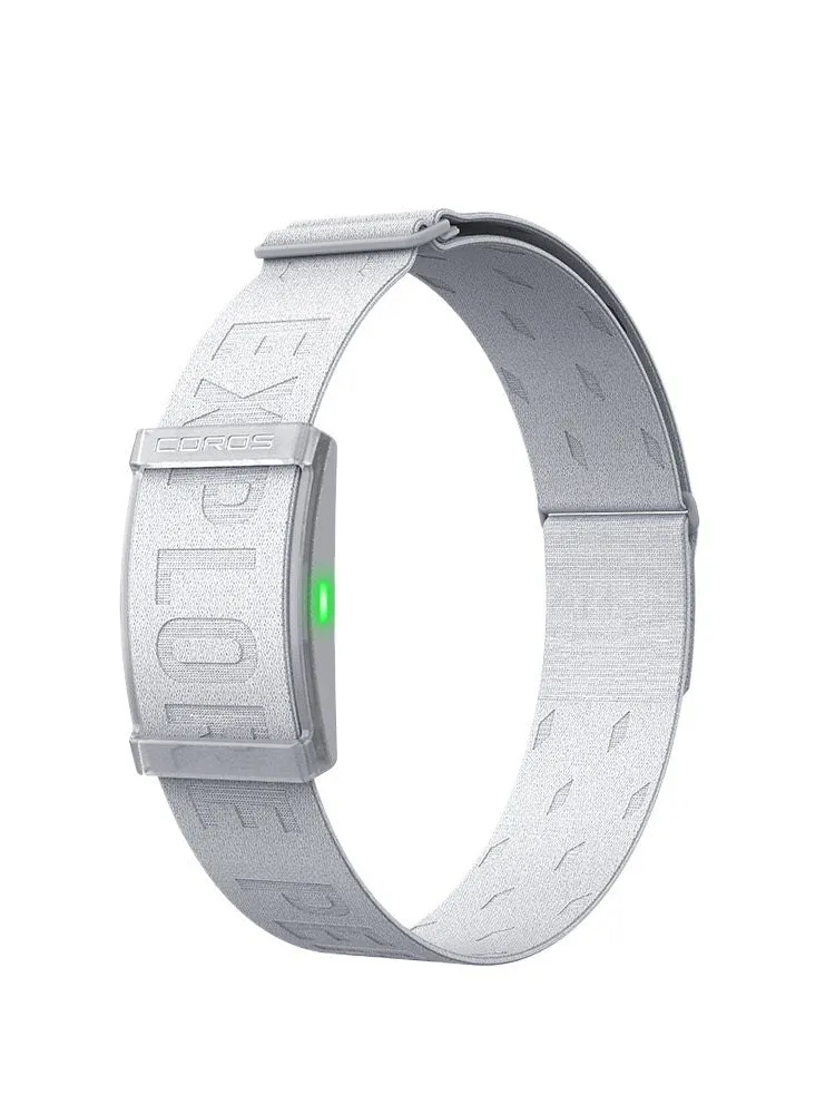 Sports heart rate monitoring watch in silver gray with Bluetooth, compact 42.5 mm size, on wrist