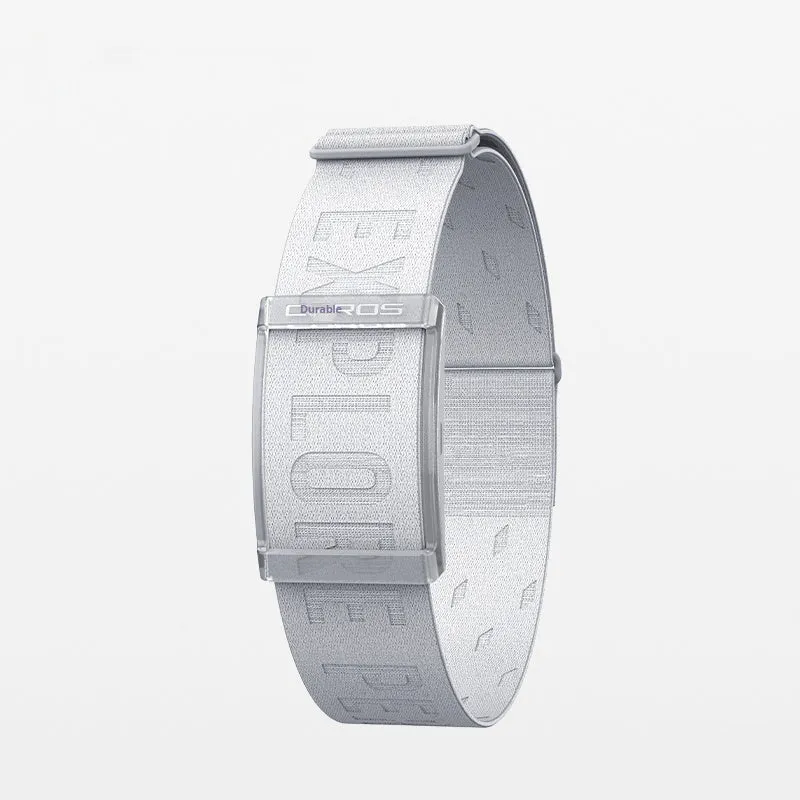 Sports heart rate monitoring watch in silver gray with Bluetooth, compact 42.5 mm size, on wrist