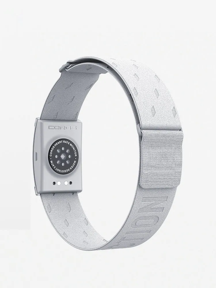 Sports heart rate monitoring watch in silver gray with Bluetooth, compact 42.5 mm size, on wrist