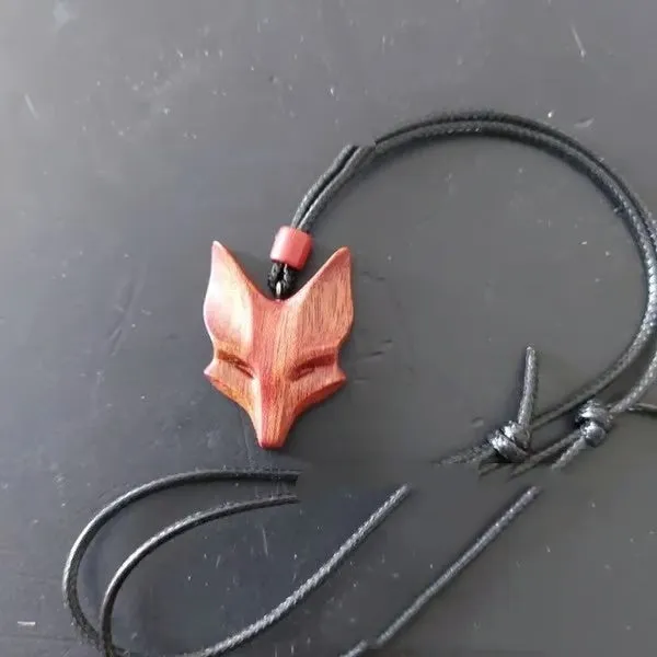 Wooden fox necklace for women, pine pendant with modern simplicity style, deer or fox motif option