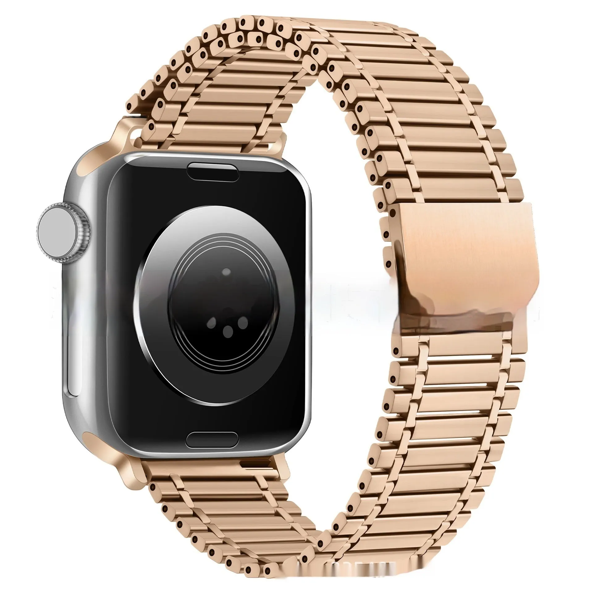 Metal magnetic watch strap in rose gold silver suitable for Apple Watch 42mm and 44mm case sizes