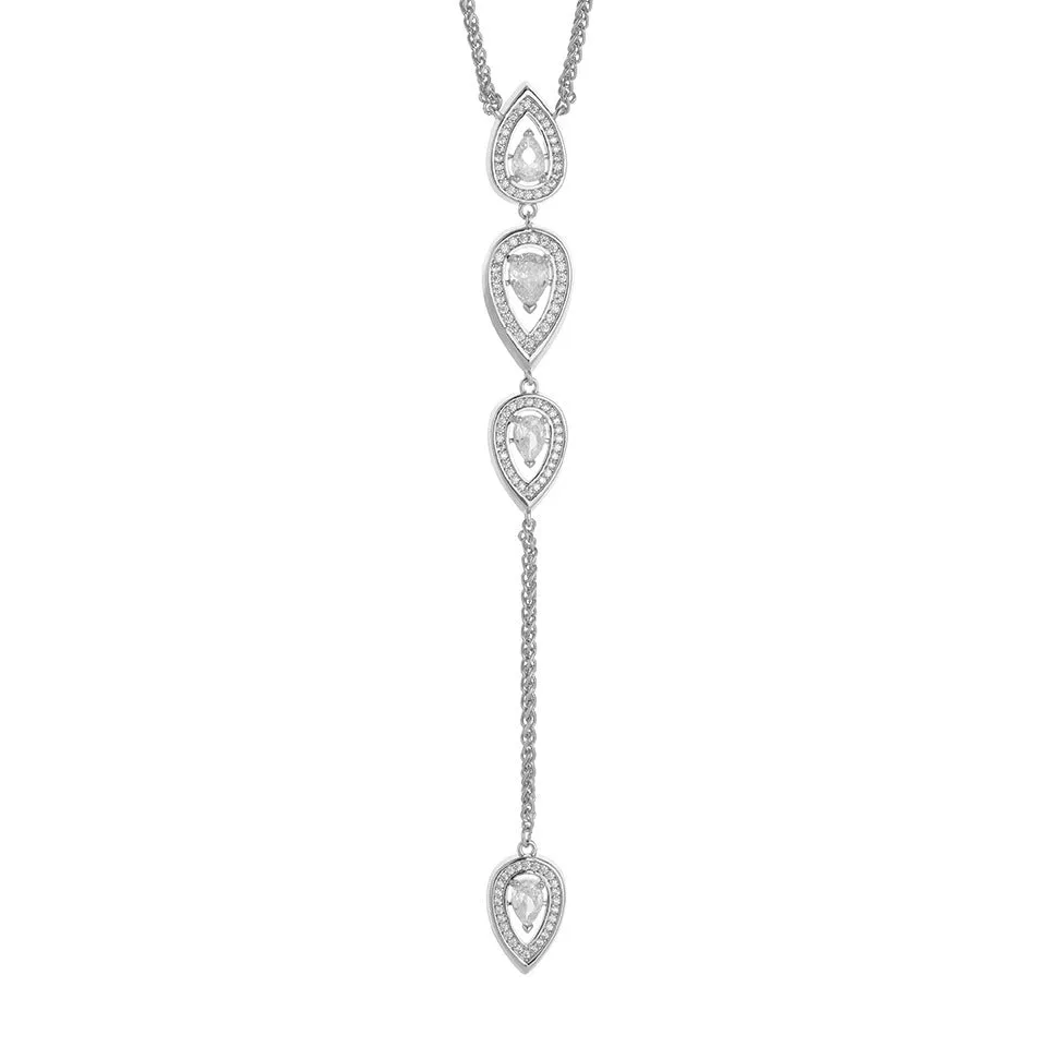Water drop women's all-match necklace electroplated copper in gold and white colours